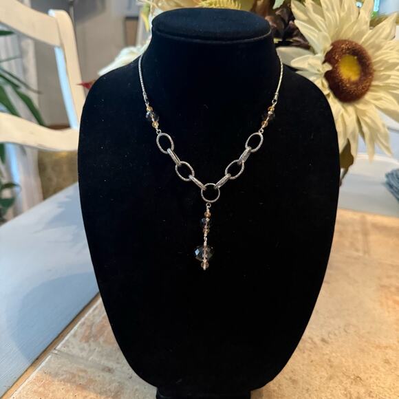 Silpada 925 Sterling Silver Chainlink Beaded Y Necklace - Picture 2 of 10